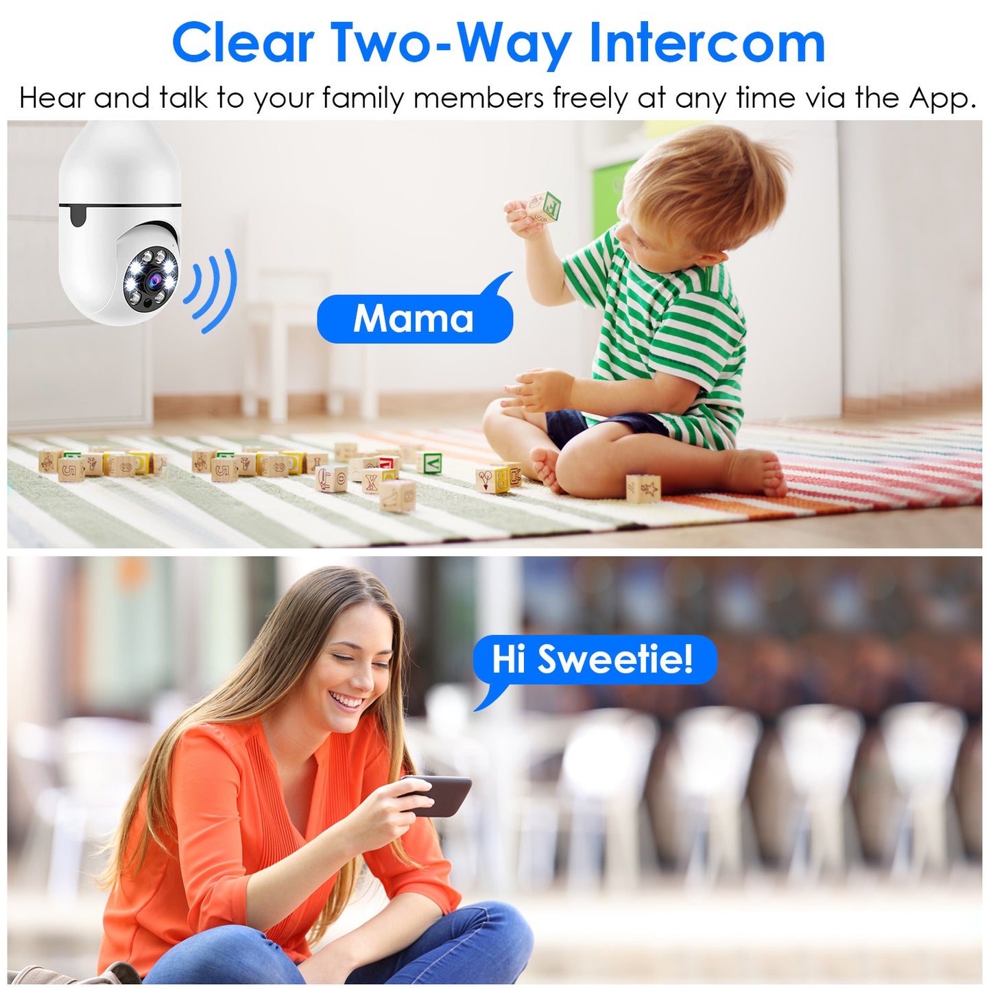 1Pc E27 WiFi Bulb Camera 1080P FHD WiFi IP Pan Tilt Security Surveillance Camera With Two-Way