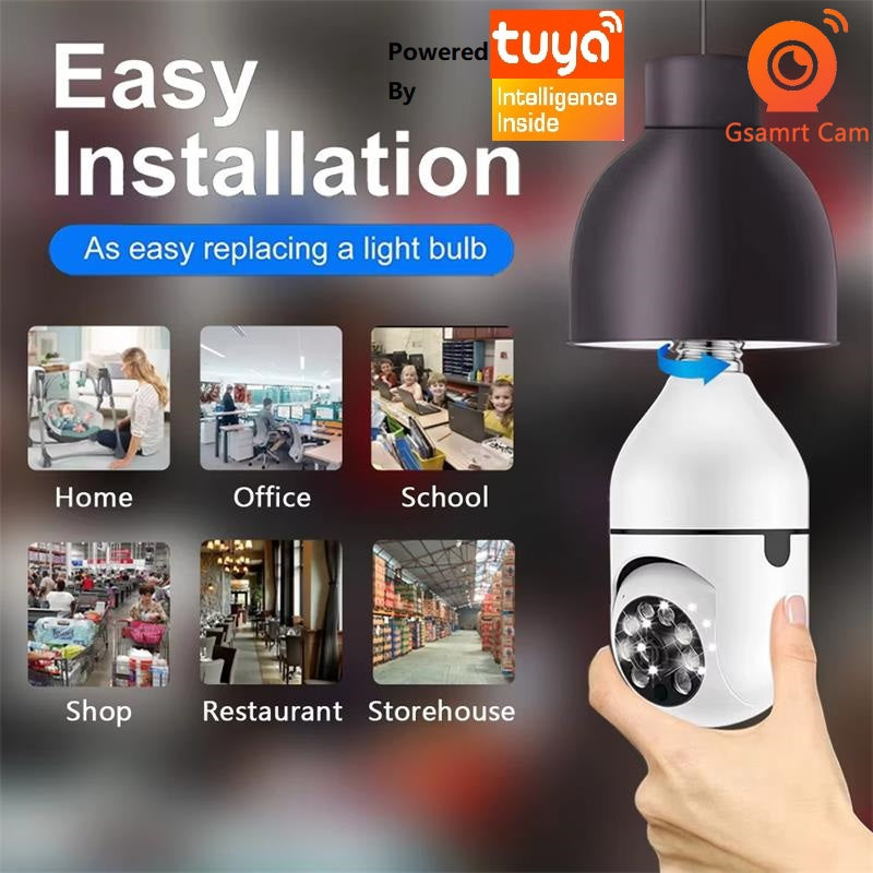 3MP Bulb Surveillance Camera 5G & 2.4GHz Dual Band Full Color Night Vision 360 Degree