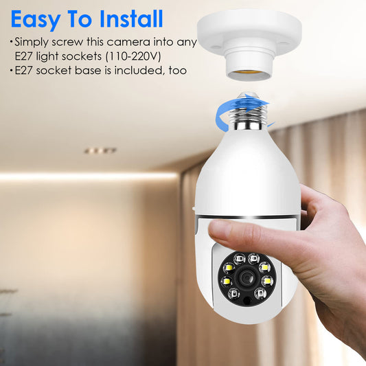 1Pc E27 WiFi Bulb Camera 1080P FHD WiFi IP Pan Tilt Security Surveillance Camera With Two-Way